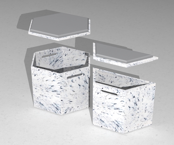 Tabouret blanc et bleu