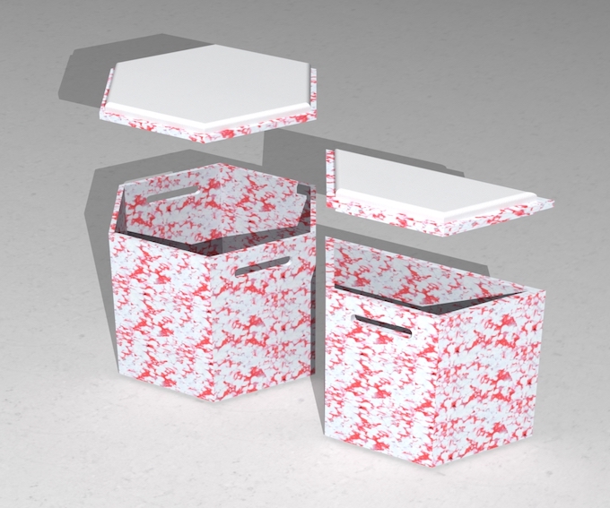 Tabouret rouge et blanc